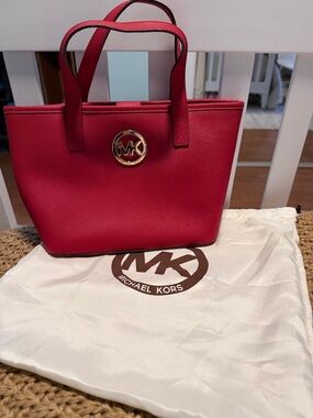 Michael Kors Cherry Red Leather Mini Tote